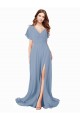Cap Sleeves V-Neck Soft Chiffon A-Line Black Tie Prom Dress / Bridesmaid Dress Brisbane