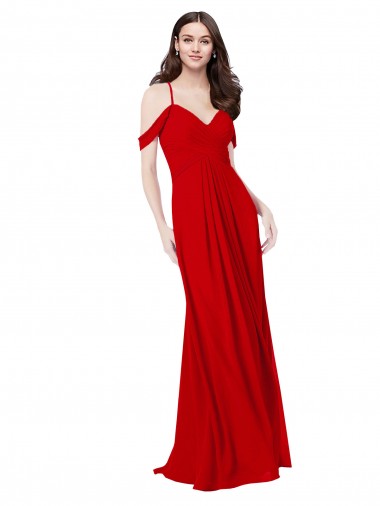 Sleeveless Dark Red V-Neck Criss Cross Back Soft Chiffon A-Line Bridesmaid Dress Brisbane