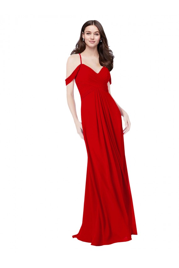 Sleeveless Dark Red V-Neck Criss Cross Back Soft Chiffon A-Line Bridesmaid Dress Brisbane