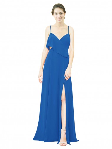 Sleeveless Royalty Spaghetti Straps Soft Chiffon A-Line Bridesmaid Dress Brisbane