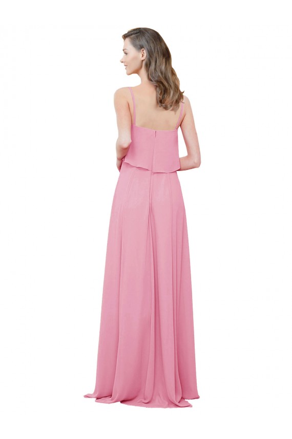Sleeveless Skin Pink Spaghetti Straps Soft Chiffon A-Line Bridesmaid Dress Brisbane