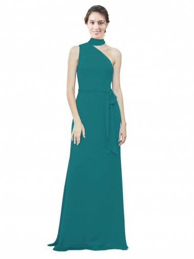 Sleeveless Hunter One Shoulder Soft Chiffon A-Line Bridesmaid Dress Brisbane