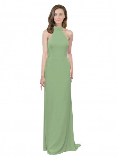 Sleeveless Halter Neck Soft Chiffon A-Line Formal Dress / Bridesmaid Dress Brisbane