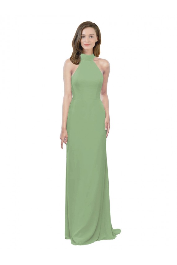 Sleeveless Halter Neck Soft Chiffon A-Line Formal Dress / Bridesmaid Dress Brisbane