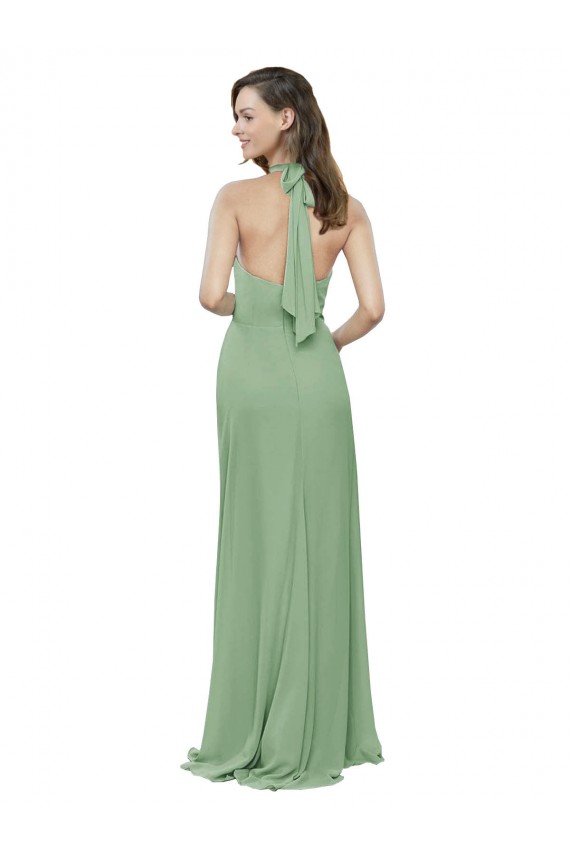 Sleeveless Halter Neck Soft Chiffon A-Line Formal Dress / Bridesmaid Dress Brisbane