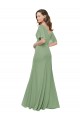 Short Flutter Sleeves V-Neck Soft Chiffon A-Line Bridesmaid Dress Brisbane
