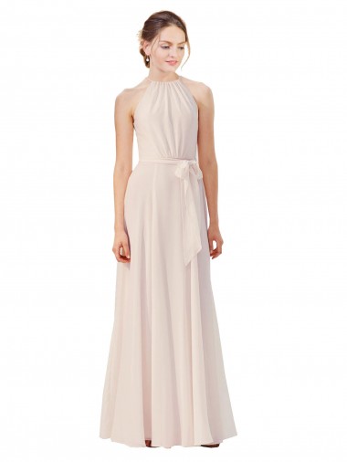 Sleeveless Bateau Neck Soft Chiffon A-Line Bridesmaid Dress Brisbane