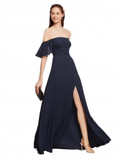 Sleeveless Off the Shoulder Soft Chiffon A-Line Prom Dress / Bridesmaid Dress Brisbane