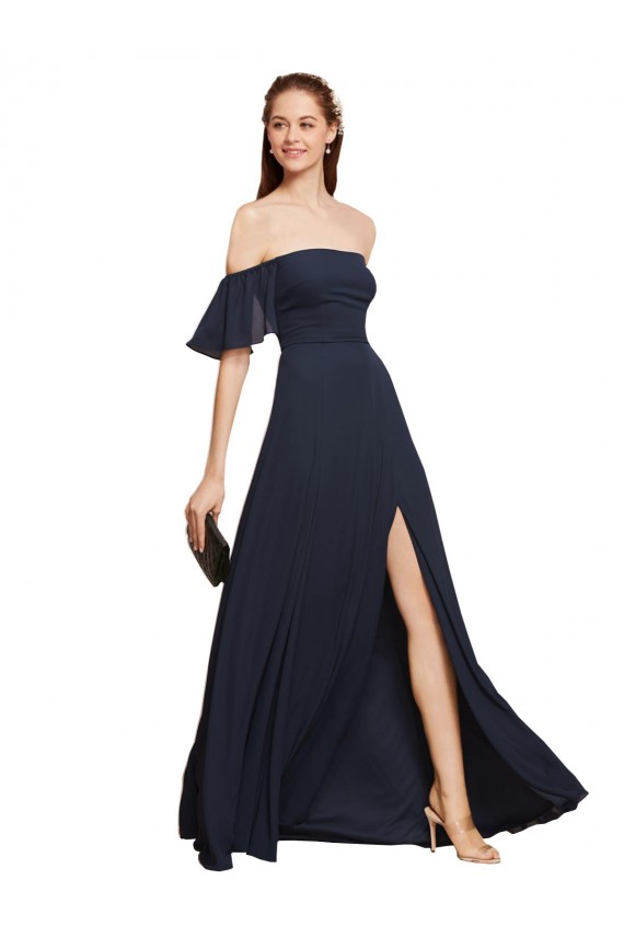 Sleeveless Off the Shoulder Soft Chiffon A-Line Prom Dress / Bridesmaid Dress Brisbane