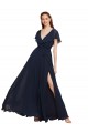 Cap Sleeves V-Neck V-Back Chiffon A-Line Evening Gowns / Bridesmaid Dresses Brisbane