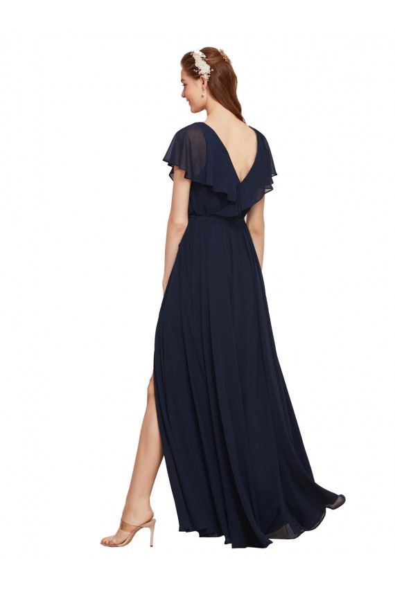 Cap Sleeves V-Neck V-Back Chiffon A-Line Evening Gowns / Bridesmaid Dresses Brisbane