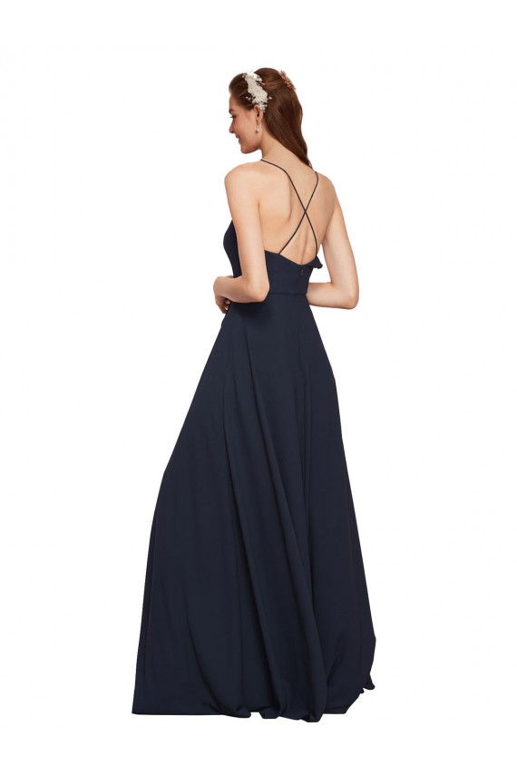 Sleeveless Spaghetti Straps Criss Cross Open Back Soft Chiffon A-Line Bridesmaid Dresses Brisbane