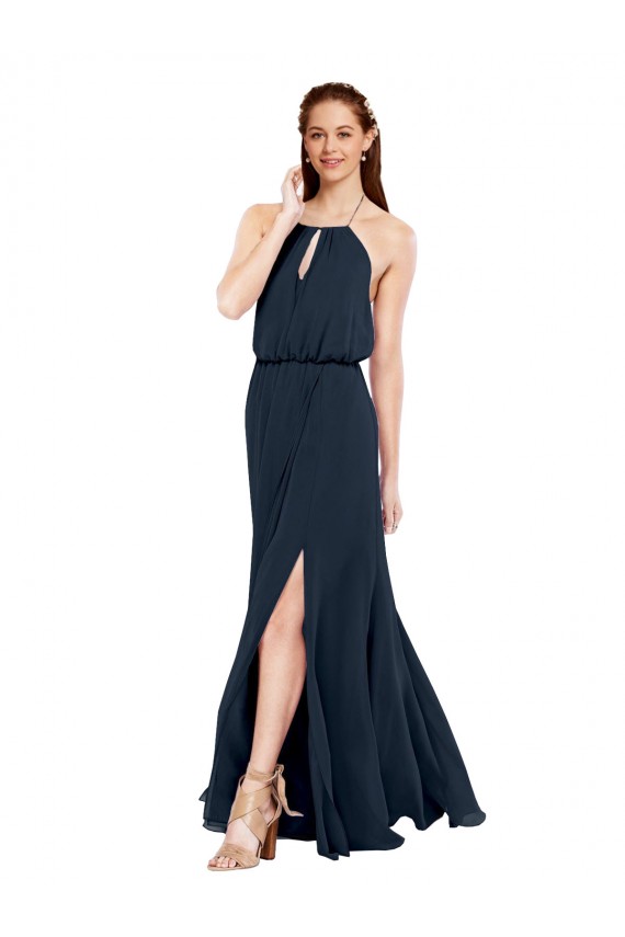 Sleeveless Halter Neck Criss Cross Open Back Chiffon A-Line Bridesmaid Dress / Evening Dress Brisbane
