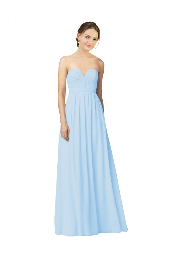 Sleeveless Light Sky Blue Sweetheart Soft Chiffon A-Line Formal Dress / Bridesmaid Dress Brisbane