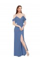 Sleeveless Windsor Blue Off the Shoulder Soft Chiffon A-Line Bridesmaid Dress Brisbane