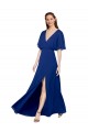 Flutter Sleeves V-Neck Open Back Chiffon A-Line Bridesmaid Dress / Evening Gowns Brisbane