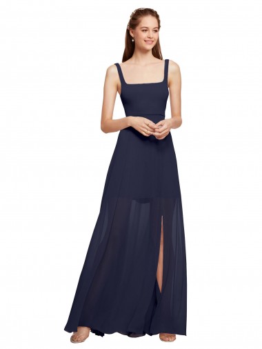 Sleeveless Dark Navy Spaghetti Straps Chiffon A-Line Bridesmaid Dress / Evening Dress Brisbane