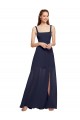 Sleeveless Dark Navy Spaghetti Straps Chiffon A-Line Bridesmaid Dress / Evening Dress Brisbane