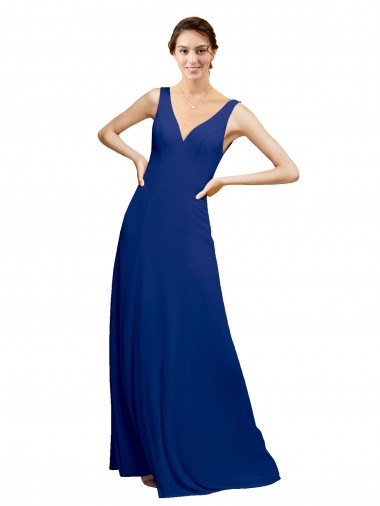 Sleeveless V-Neck Low Back Chiffon A-Line Bridesmaid Dress Brisbane