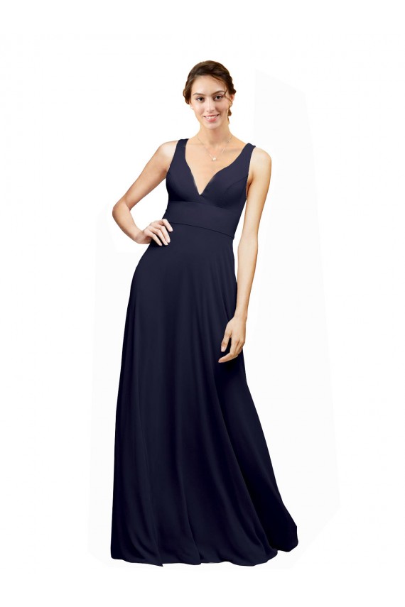 Sleeveless V-Neck Open Back Chiffon A-Line Wedding Guest Dress Brisbane