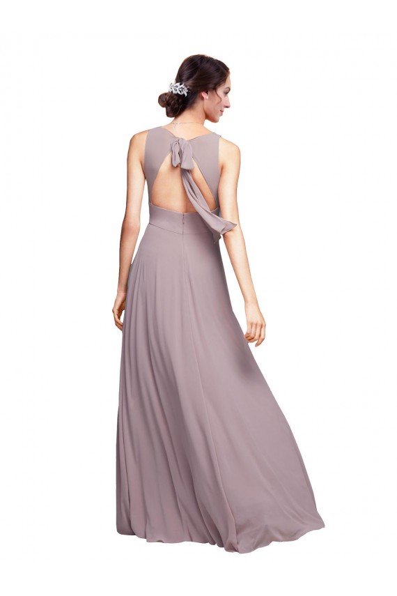 Sleeveless V-Neck Open Back Chiffon A-Line Wedding Guest Dress Brisbane