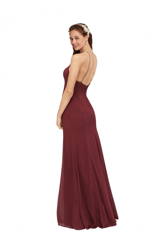 Sleeveless Halter Neck Open Back Soft Chiffon Sheath Formal Dress / Bridesmaid Dress Brisbane