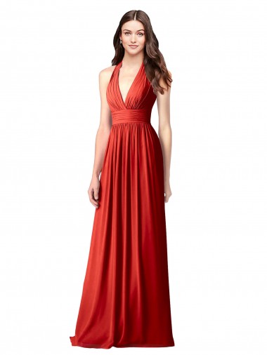 Sleeveless Halter Neck Open Back Soft Chiffon A-Line Bridesmaid Dress / Formal Dress Brisbane