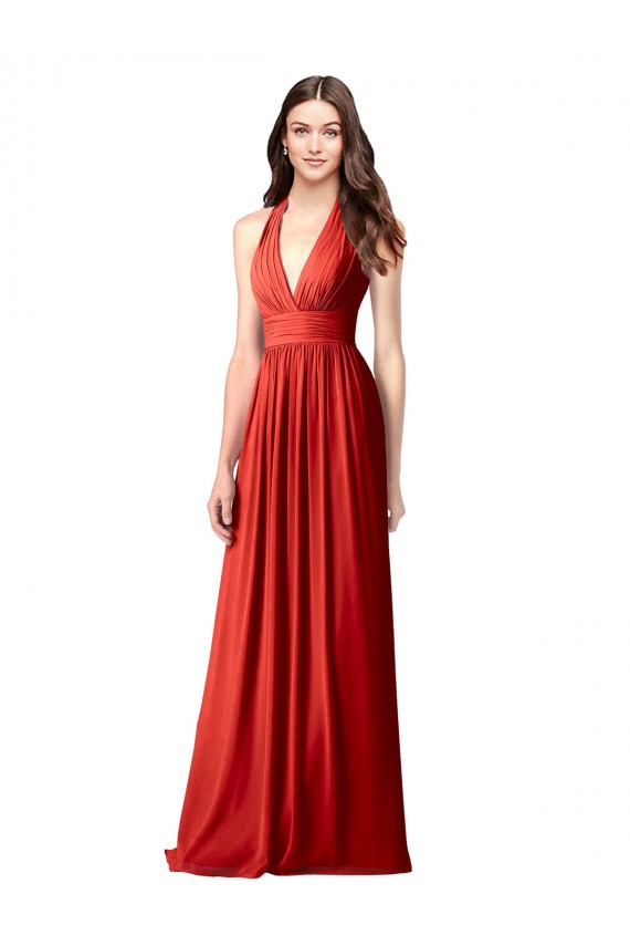 Sleeveless Halter Neck Open Back Soft Chiffon A-Line Bridesmaid Dress / Formal Dress Brisbane