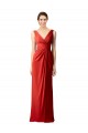 Sleeveless Red V-Neck V-Back Soft Chiffon Sheath Bridesmaid Dress Brisbane