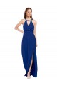 Sleeveless Royal Blue High Neck Soft Chiffon A-Line Bridesmaid Dress Brisbane