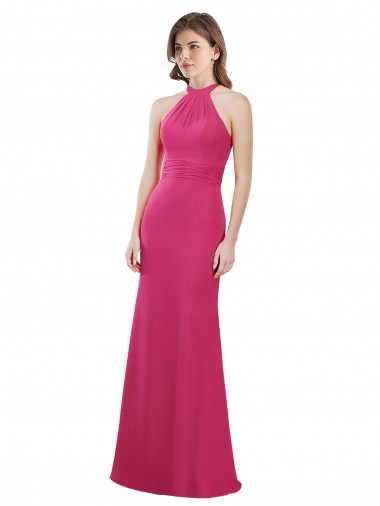 Sleeveless Halter Neck Criss Cross Open Back Soft Chiffon A-Line Bridesmaid Dress Brisbane