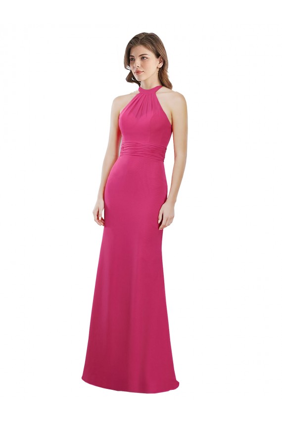 Sleeveless Halter Neck Criss Cross Open Back Soft Chiffon A-Line Bridesmaid Dress Brisbane