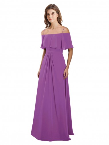 Flutter Sleeves Off the Shoulder Soft Chiffon A-Line Bridesmaid Dress Brisbane