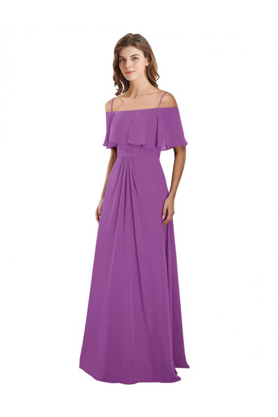 Flutter Sleeves Off the Shoulder Soft Chiffon A-Line Bridesmaid Dress Brisbane