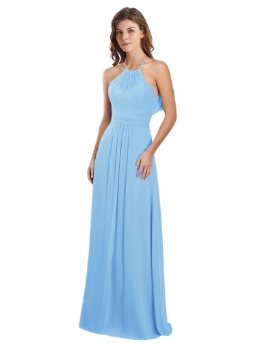 Sleeveless Halter Open Back Chiffon A-Line Bridesmaid Dress / Evening Dress Brisbane