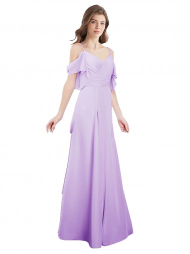 Cold Shoulder Off the Shoulder Soft Chiffon A-Line Formal Dress / Bridesmaid Dress Brisbane