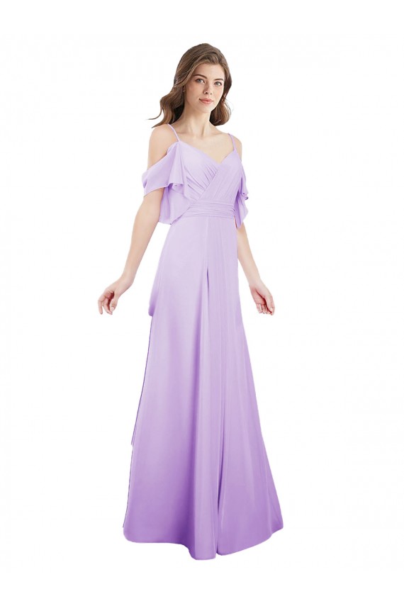 Cold Shoulder Off the Shoulder Soft Chiffon A-Line Formal Dress / Bridesmaid Dress Brisbane