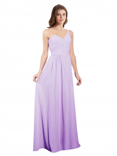 Sleeveless Lilac One Shoulder Chiffon A-Line Bridesmaid Dress / Evening Dress Brisbane