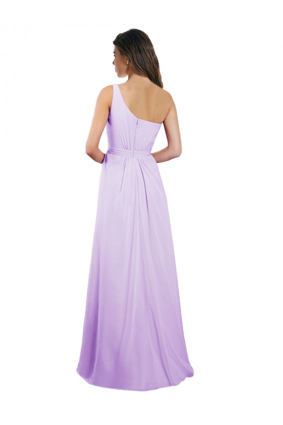 Sleeveless Lilac One Shoulder Chiffon A-Line Bridesmaid Dress / Evening Dress Brisbane