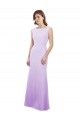 Cap Sleeves Round Neck Open Back Soft Chiffon Column Bridesmaid Dress Brisbane