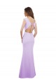 Cap Sleeves Round Neck Open Back Soft Chiffon Column Bridesmaid Dress Brisbane