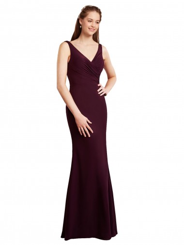 Sleeveless V-Neck Low Back Soft Chiffon Mermaid Bridesmaid Dress Brisbane