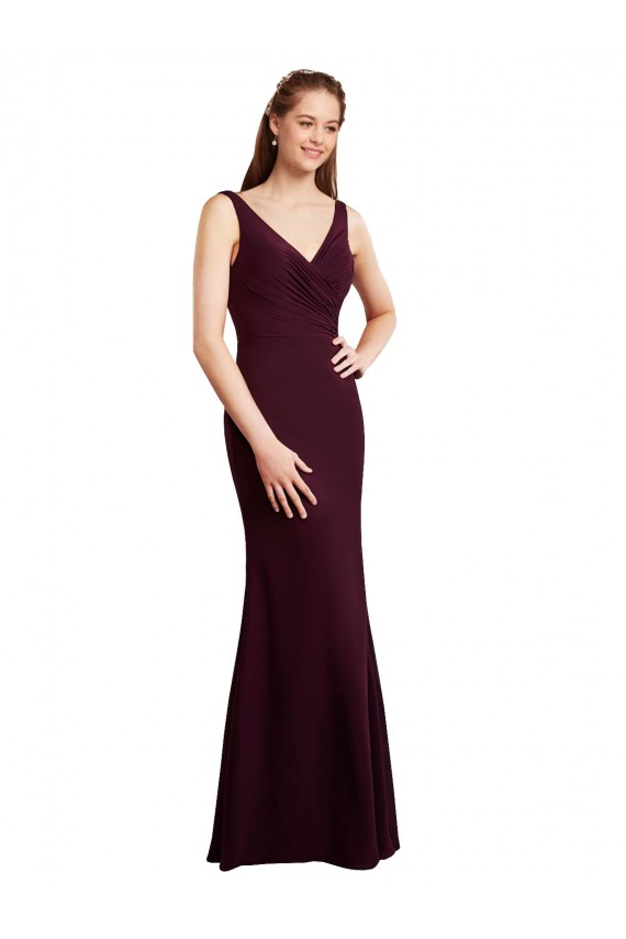 Sleeveless V-Neck Low Back Soft Chiffon Mermaid Bridesmaid Dress Brisbane