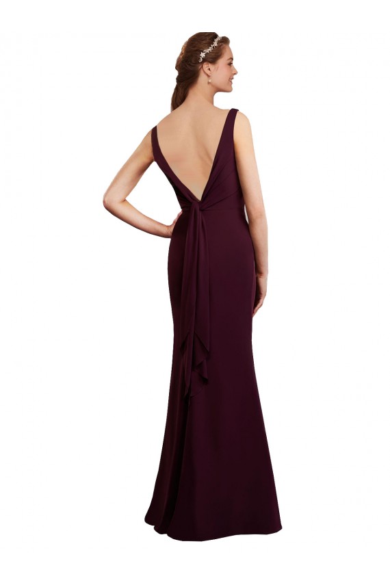Sleeveless V-Neck Low Back Soft Chiffon Mermaid Bridesmaid Dress Brisbane