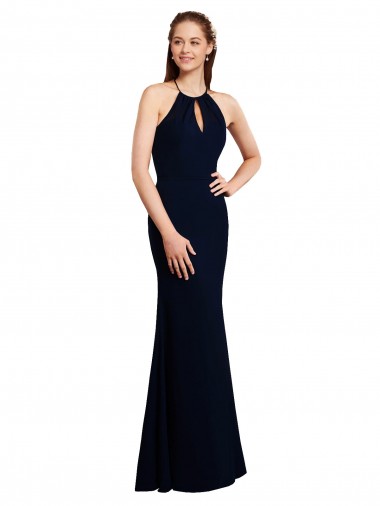 Sleeveless Halter Neck Criss Cross Open Back Soft Chiffon Mermaid Bridesmaid Dress Brisbane
