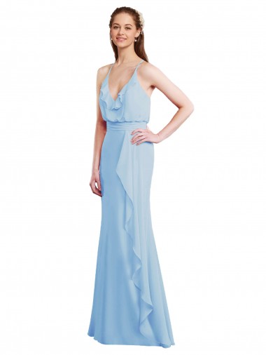 Sleeveless Spaghetti Straps Low Back Soft Chiffon Mermaid Bridesmaid Dress Brisbane
