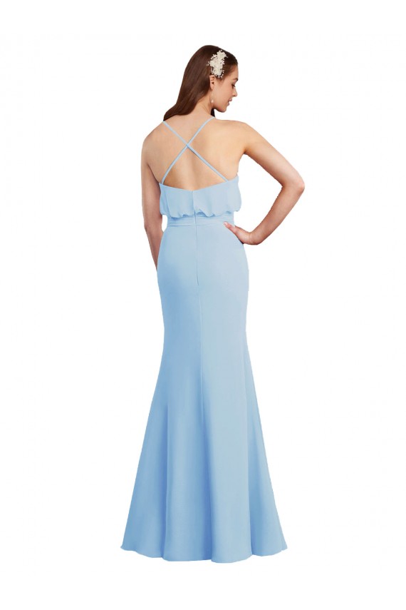 Sleeveless Spaghetti Straps Low Back Soft Chiffon Mermaid Bridesmaid Dress Brisbane