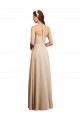 Sleeveless Champagne Halter Neck Low Back Soft Chiffon A-Line Bridesmaid Dress Brisbane