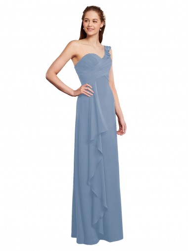 Sleeveless One Shoulder Chiffon A-Line Formal Dress / Bridesmaid Dress Brisbane