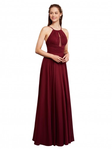 Sleeveless Spaghetti Straps Open Back Chiffon A-Line Bridesmaid Dress / Evening Dress Brisbane